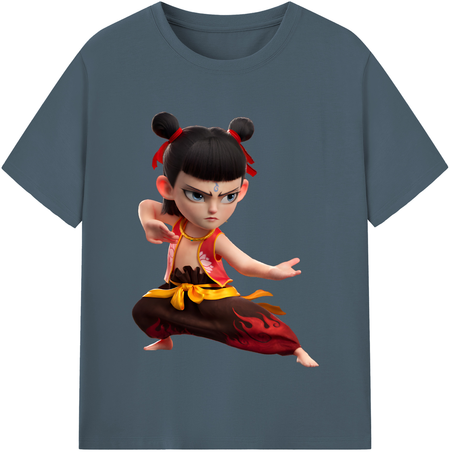 （画像用） Ne Zha 2 ナタ 魔童の大暴れ 綿100％半袖Tシャツ（フロントプリント）